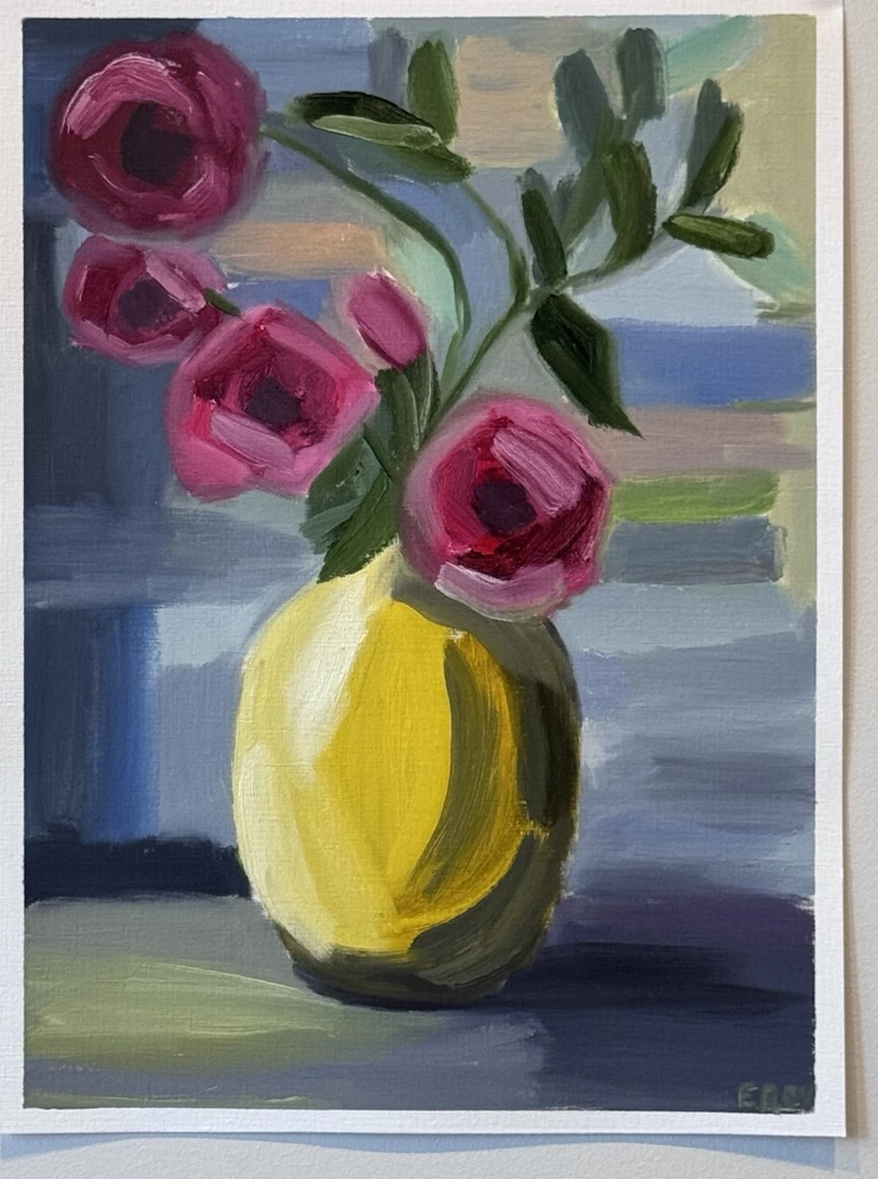 Yellow on blue — painting by Varvara Erov