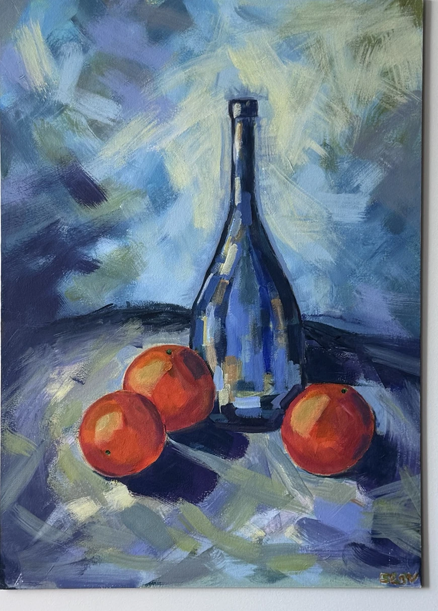 Blue bottle — painting by Varvara Erov